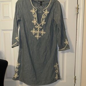 Lucky Brand Denim Tunic with Cream Embroidery
